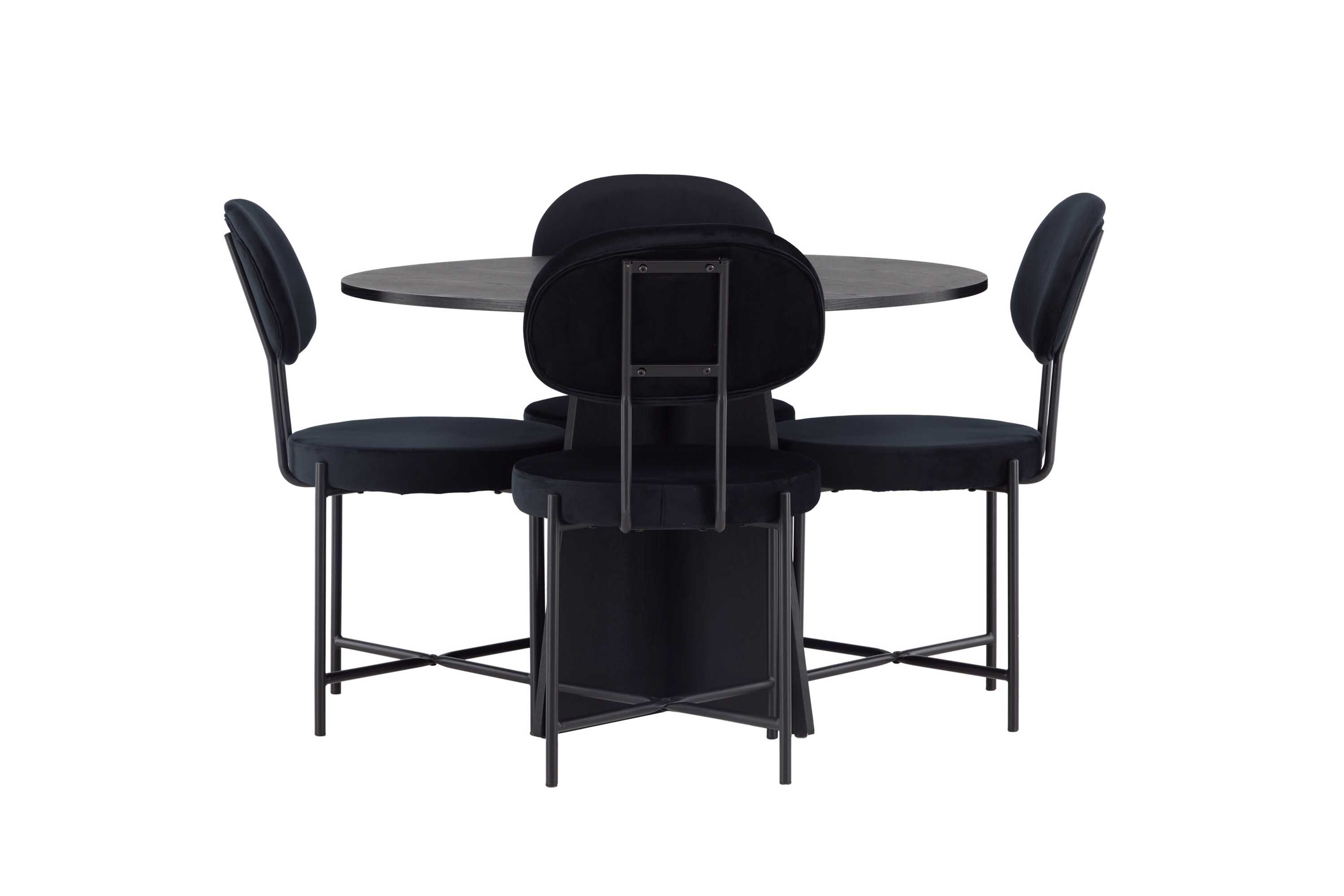 Venture Design Bootcut & Stella matgrupp Svart/svart 4 stolar & bord 110 cm