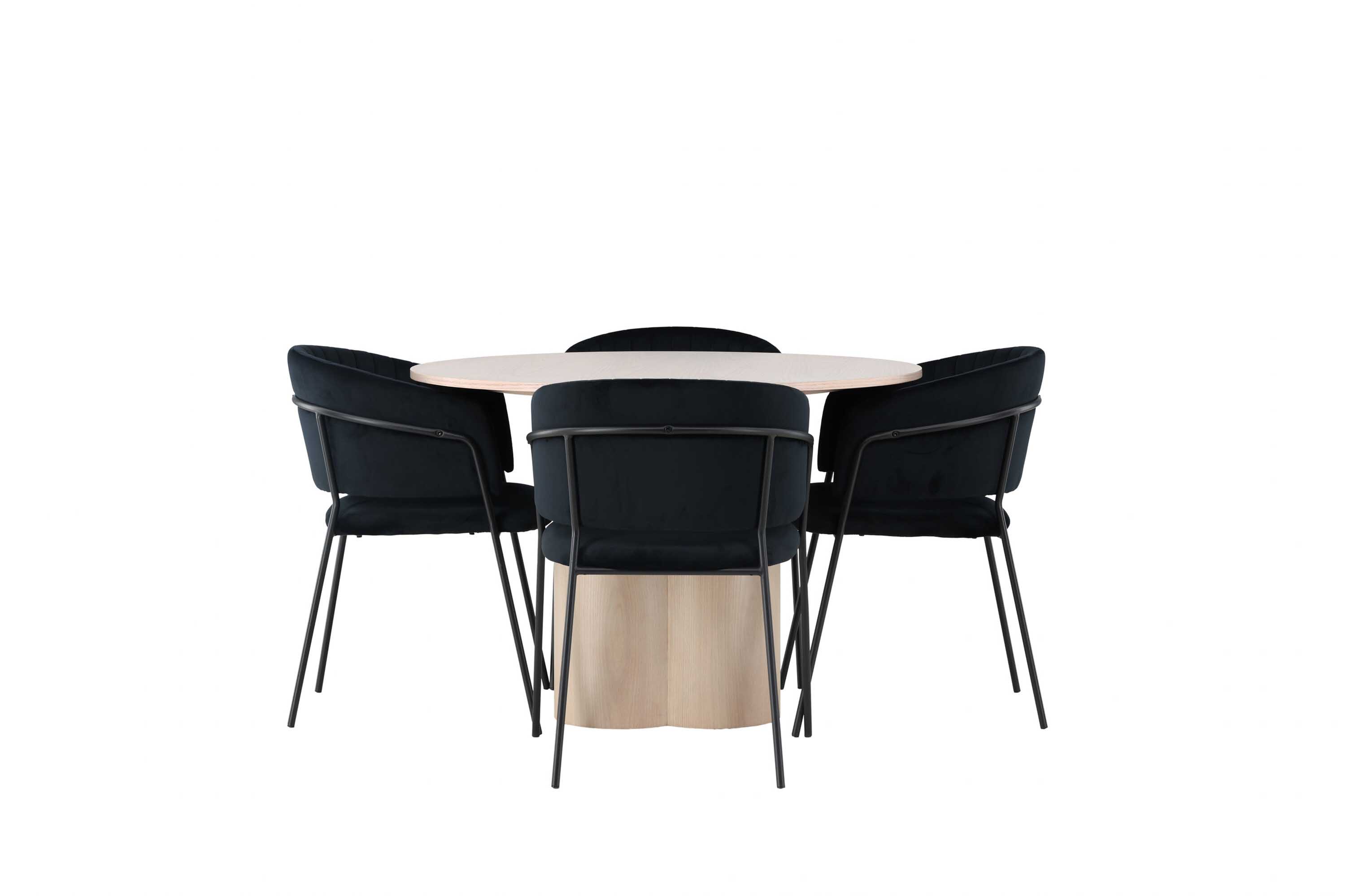 Venture Design Olivia & Selma matgrupp Svart/vitwash 4 stolar & bord 110 cm