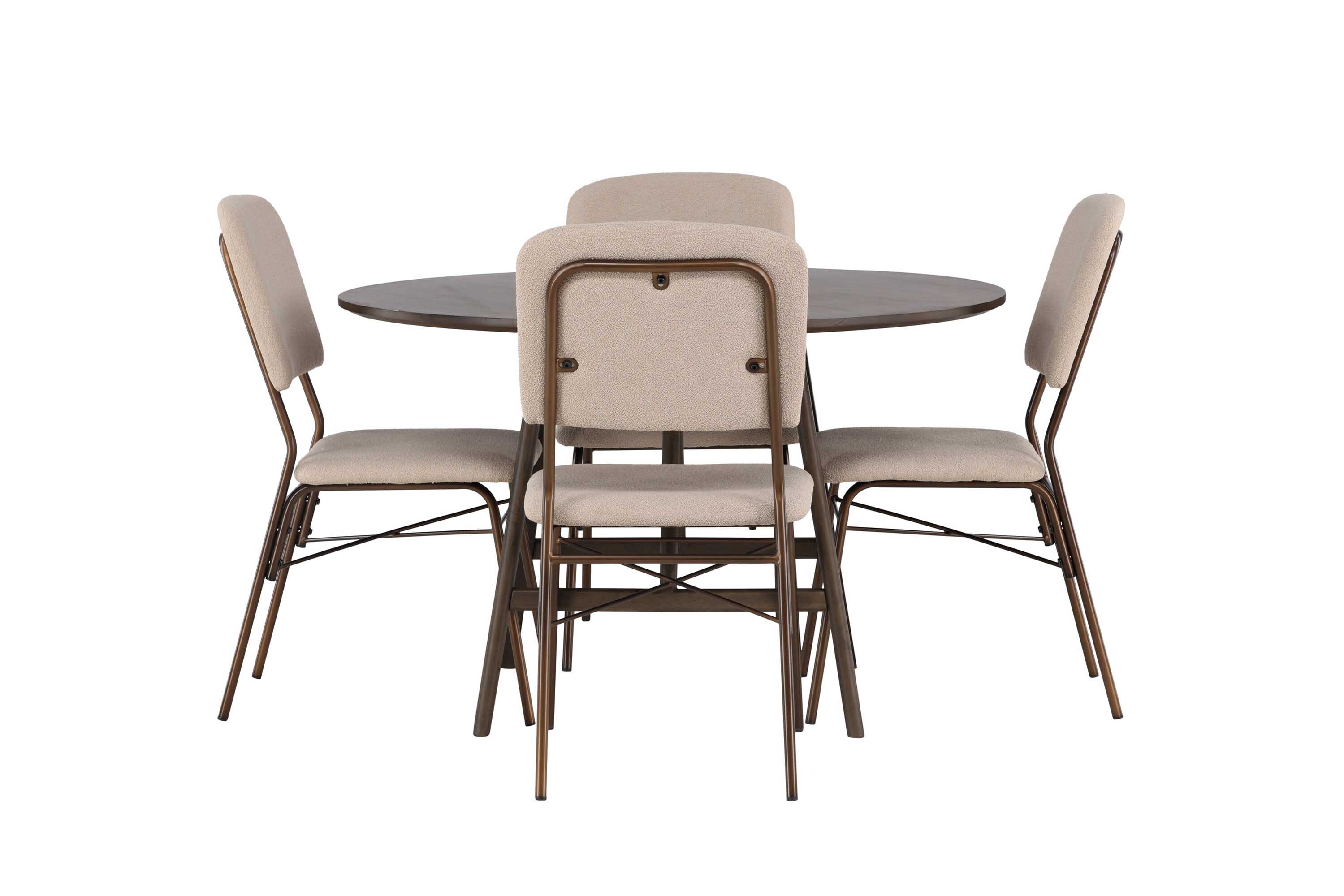 Venture Design Kaseindon & Seda matgrupp Beige/mörkbrun 4 stolar & bord 100 cm