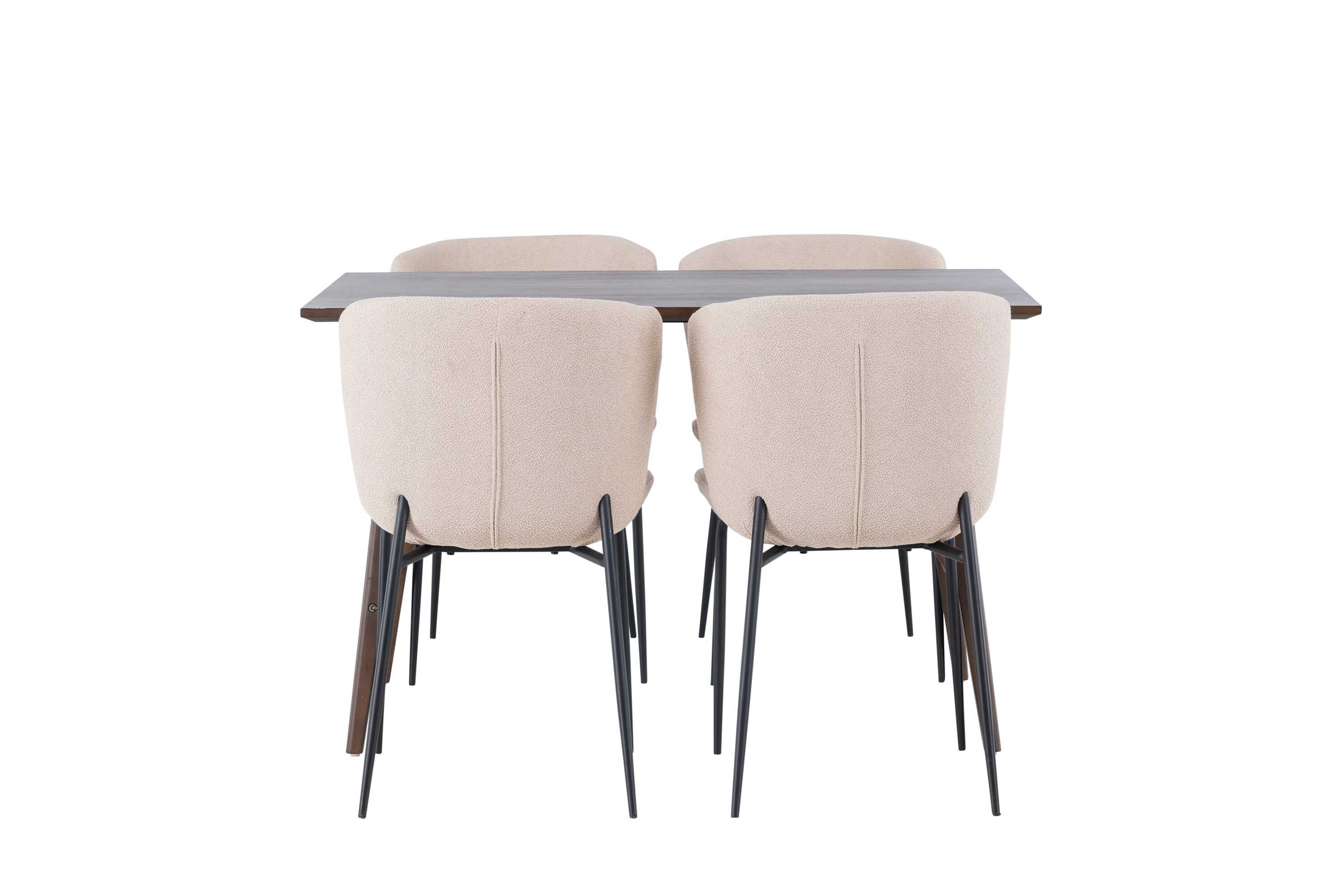 Venture Design Kaseindon & Modesto matgrupp Beige/mörkbrun 4 stolar & bord 120 x 80 cm