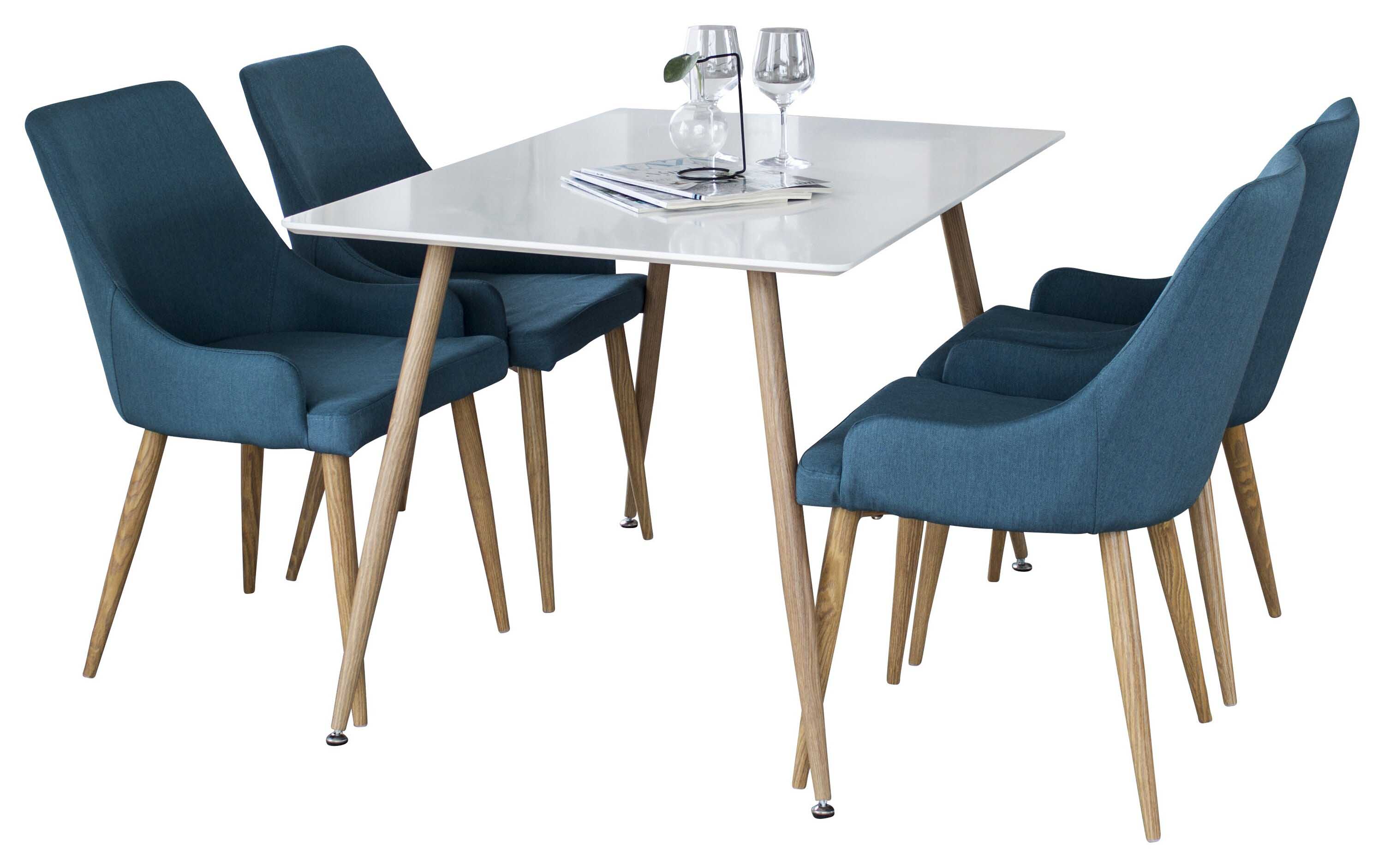 Venture Design Polar & Plaza matgrupp Vit/blå 4 st stolar & bord 120 x 75 cm
