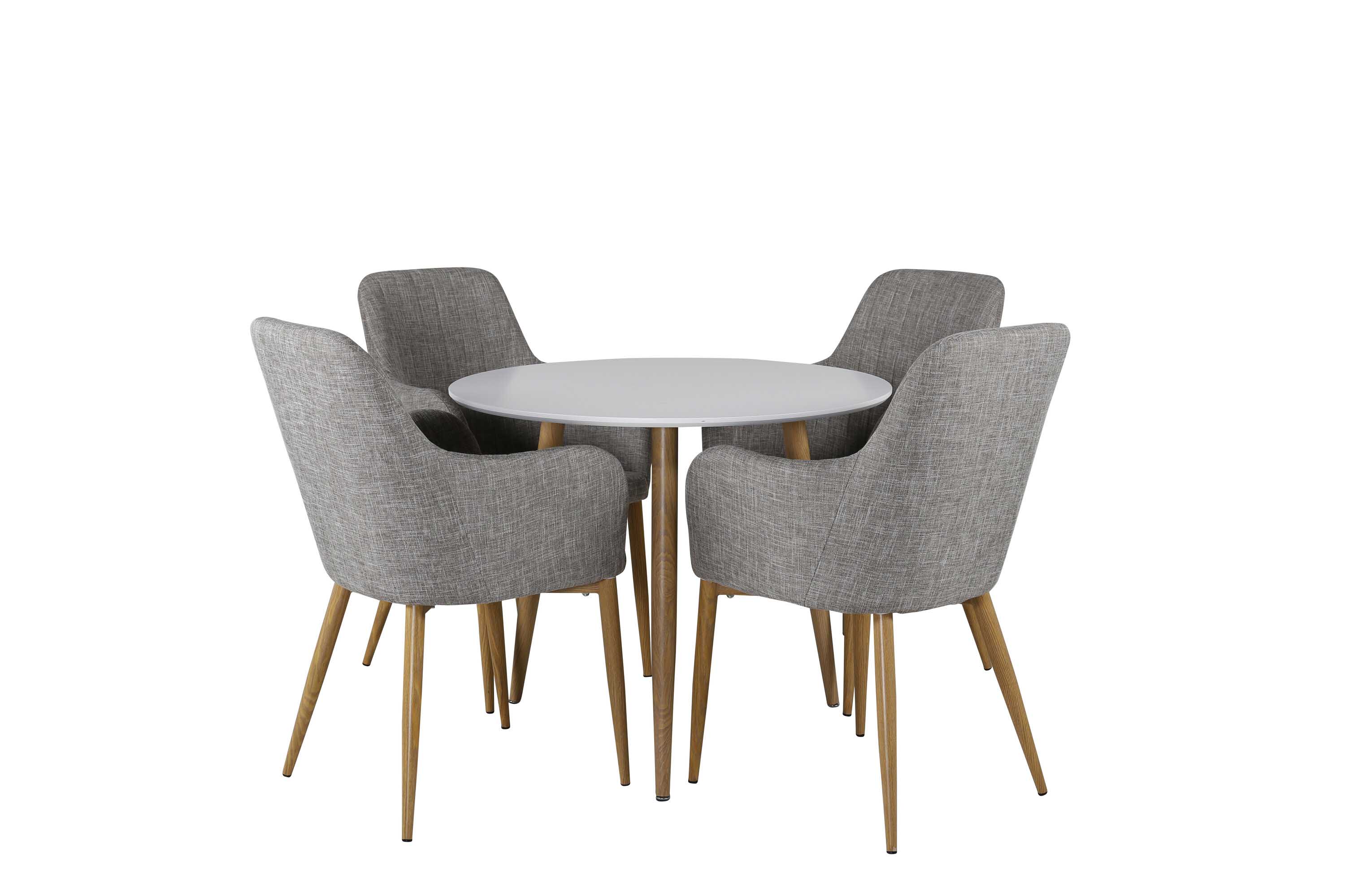 Venture Design Polar & Comfort matgrupp Vit/grå 4 st stolar & bord 90 cm