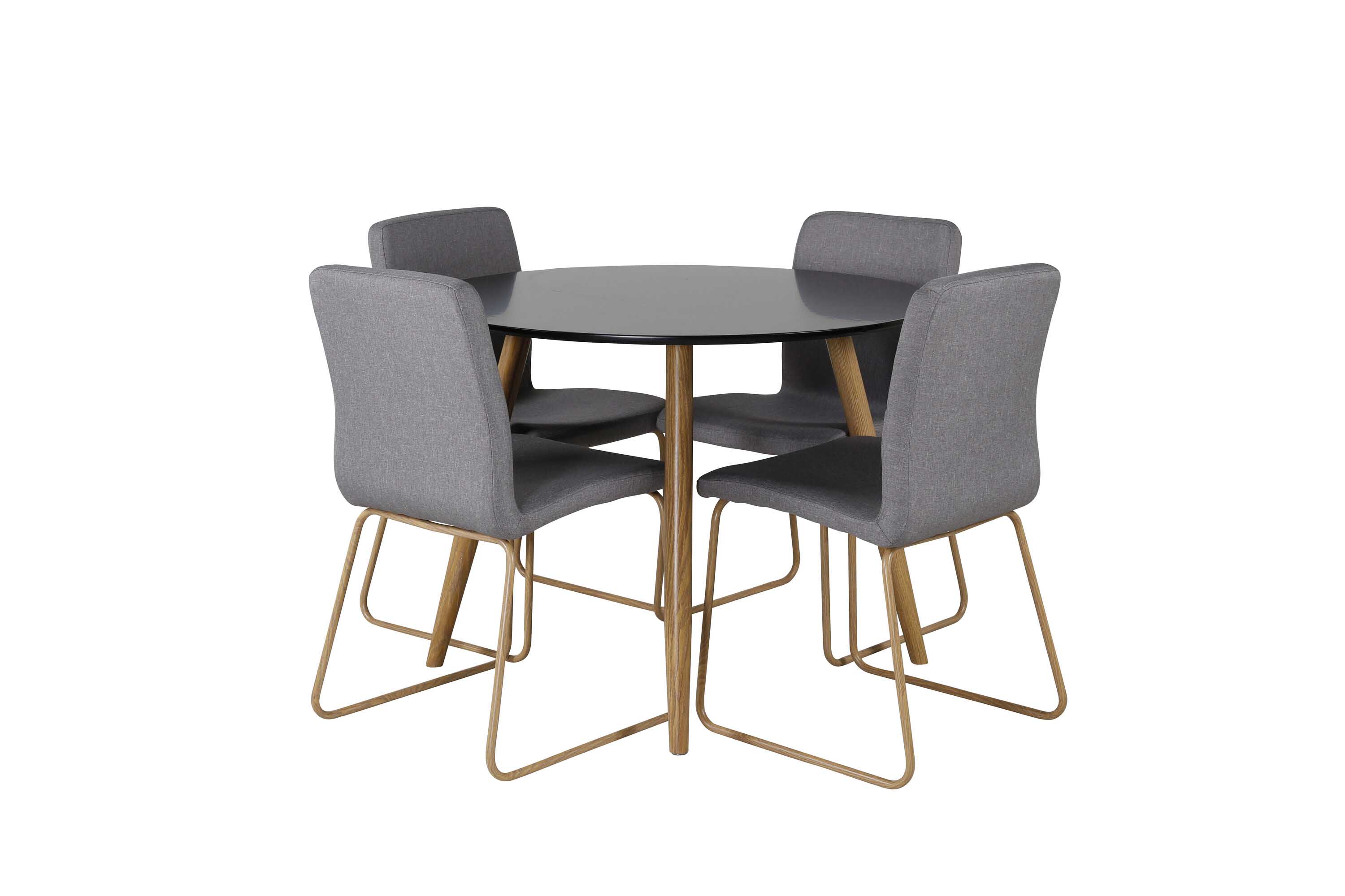 Venture Design Plaza & Mace matgrupp Svart/grå 4 st stolar & bord 100 cm