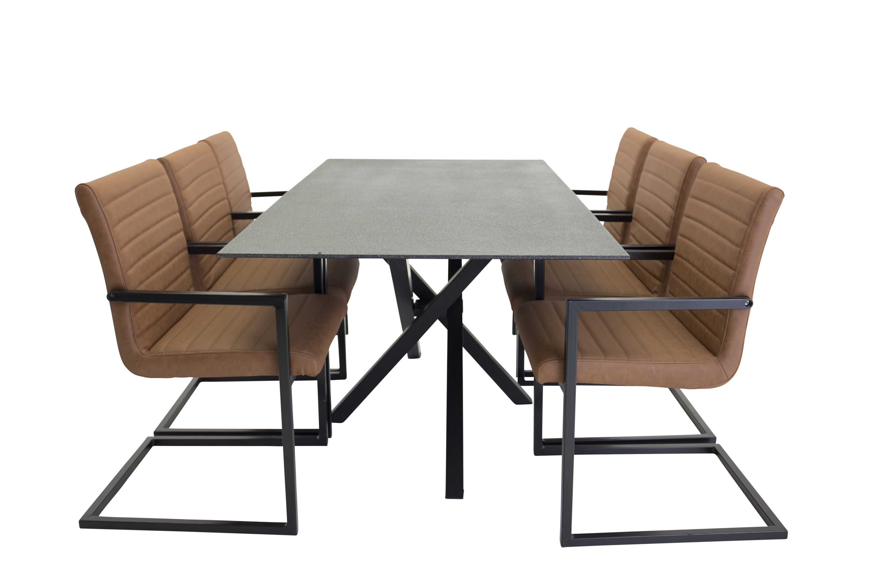 Venture Design Piazza & Art matgrupp Grå/svart 6 st stolar & bord 180 x 90 cm
