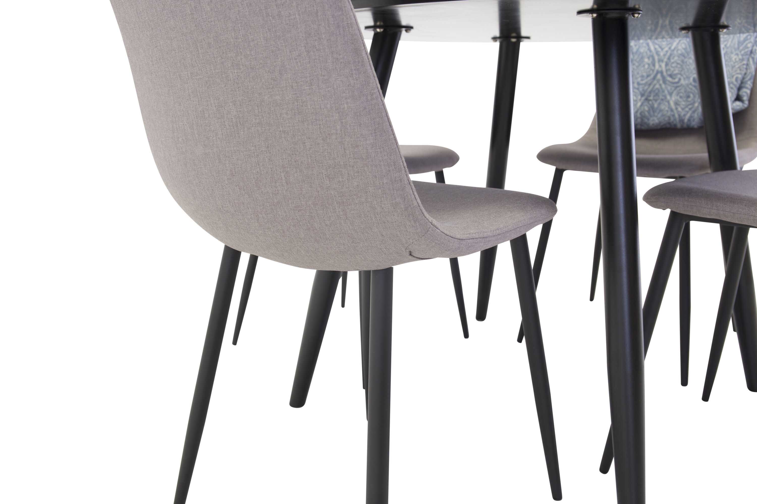 Venture Design Plaza & Polar matgrupp Svart/grå 4 st stolar & bord 100 cm