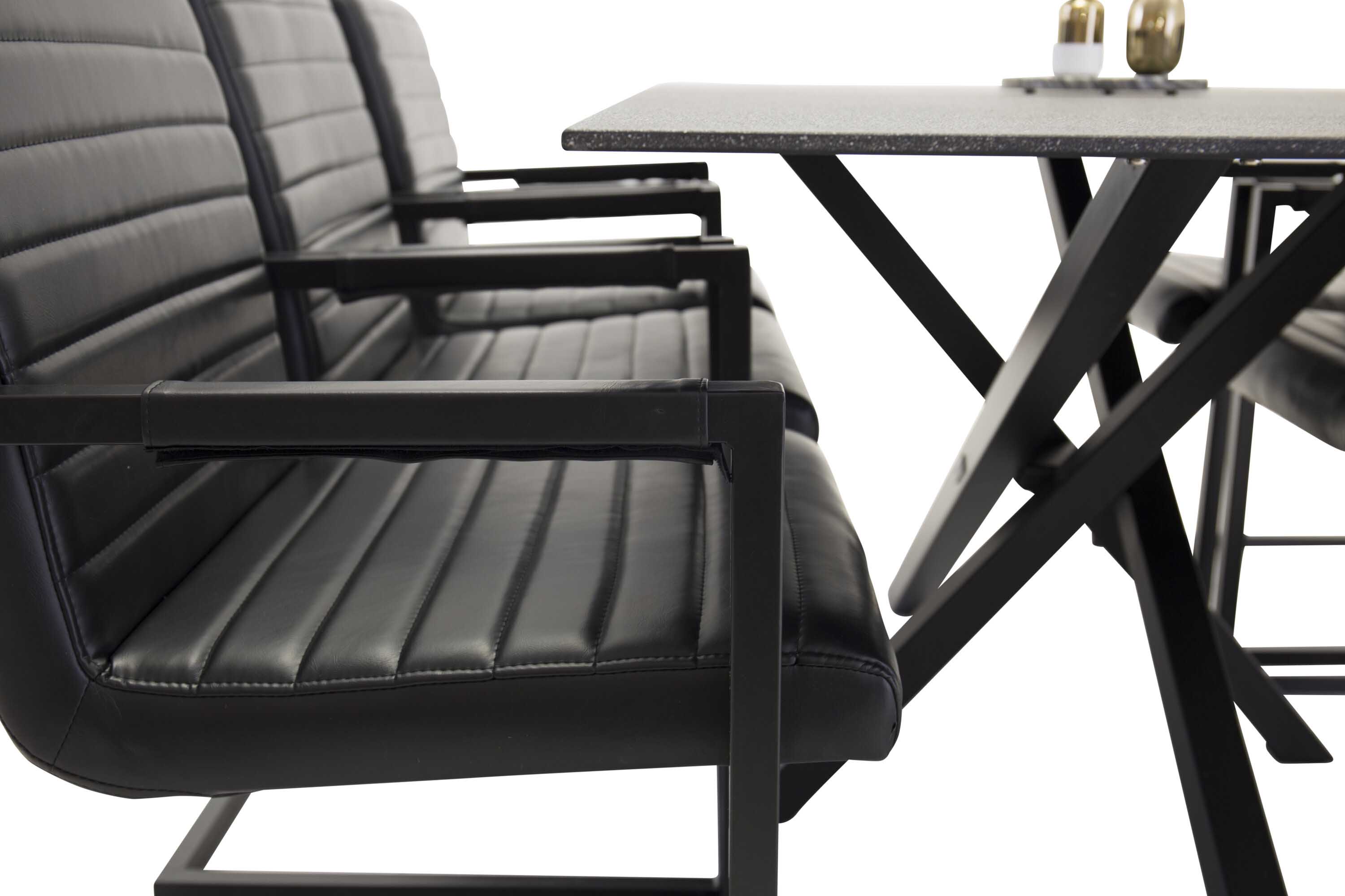 Venture Design Piazza & Art matgrupp Svart/mörkgrå 6 stolar & bord 180 x 90 cm