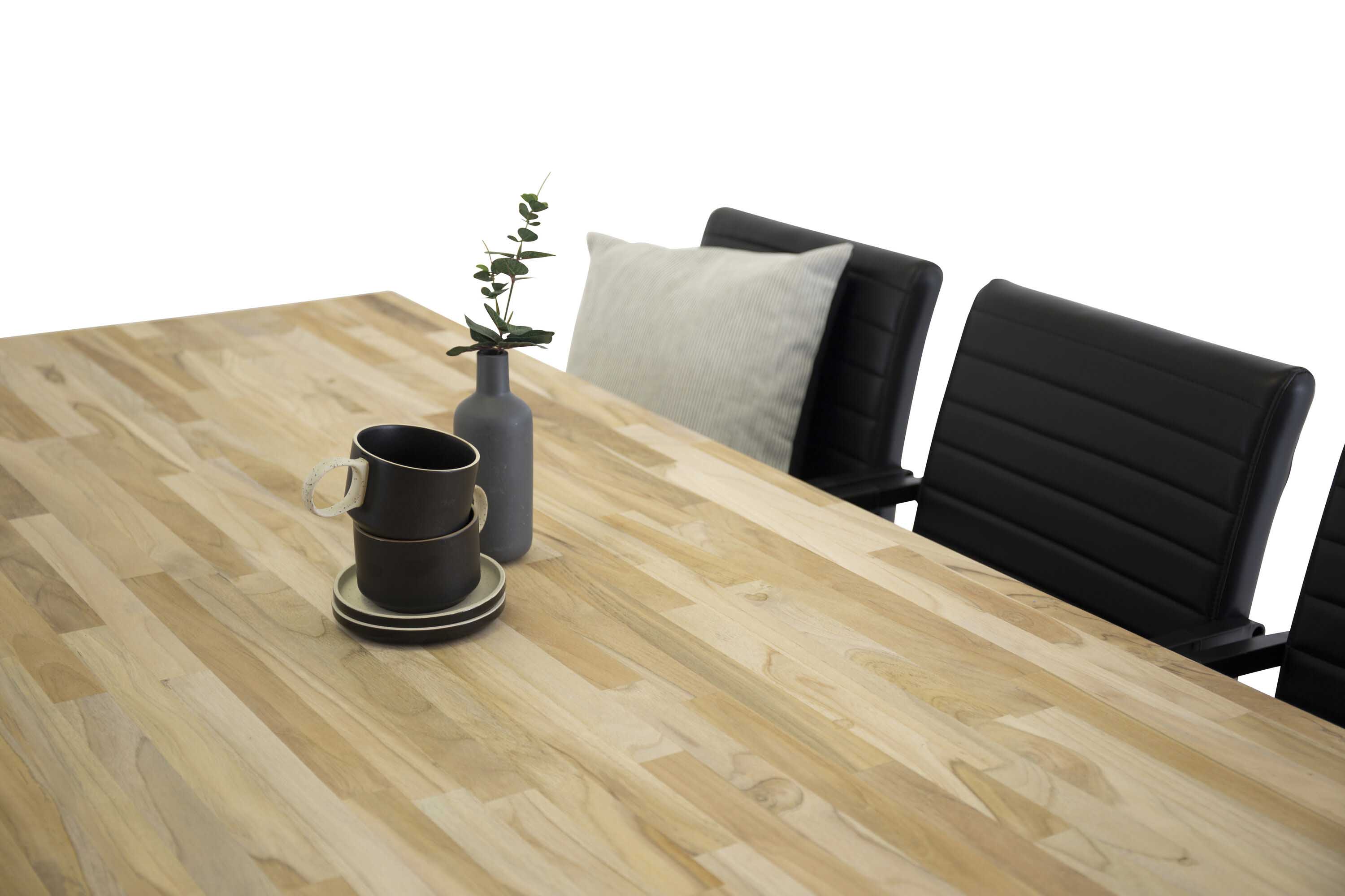 Venture Design Bali & Art matgrupp Natur/svart 6 st stolar & bord 200 x 90 cm