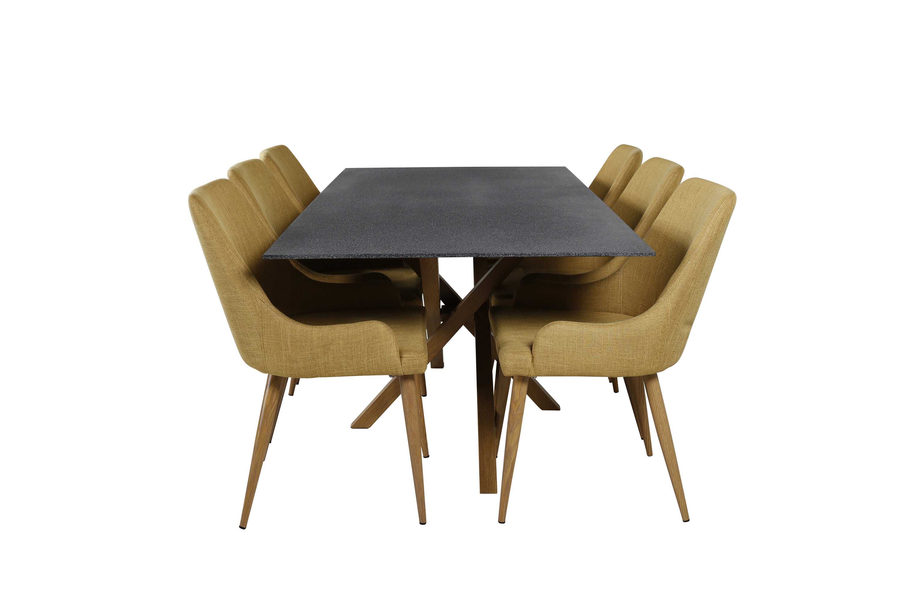 Venture Design Piazza & Plaza matgrupp Grå/gul 6 st stolar & bord 180 x 90 cm