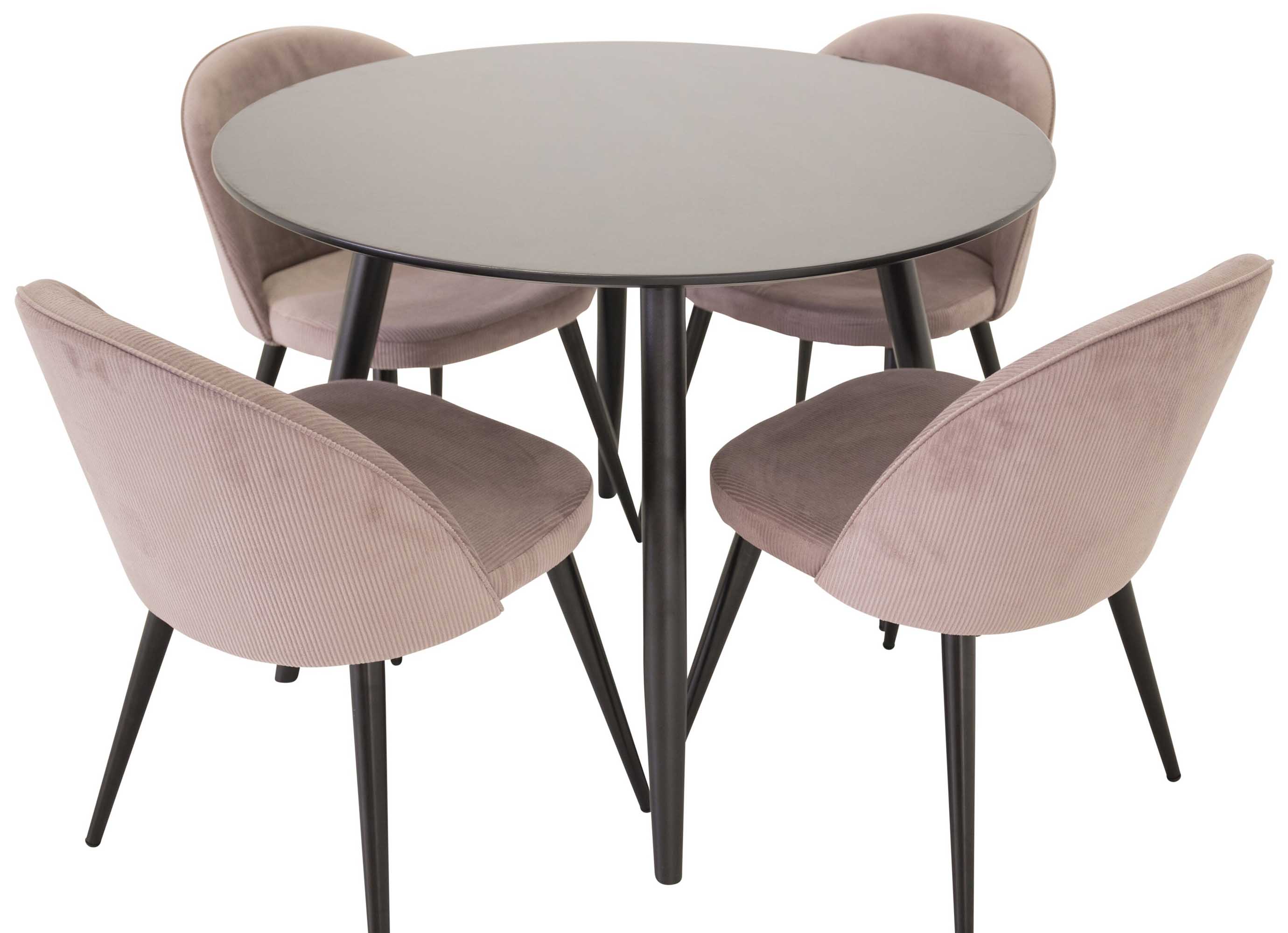 Venture Design Plaza & Velvet matgrupp Svart/svart 4 st stolar & bord 100 cm