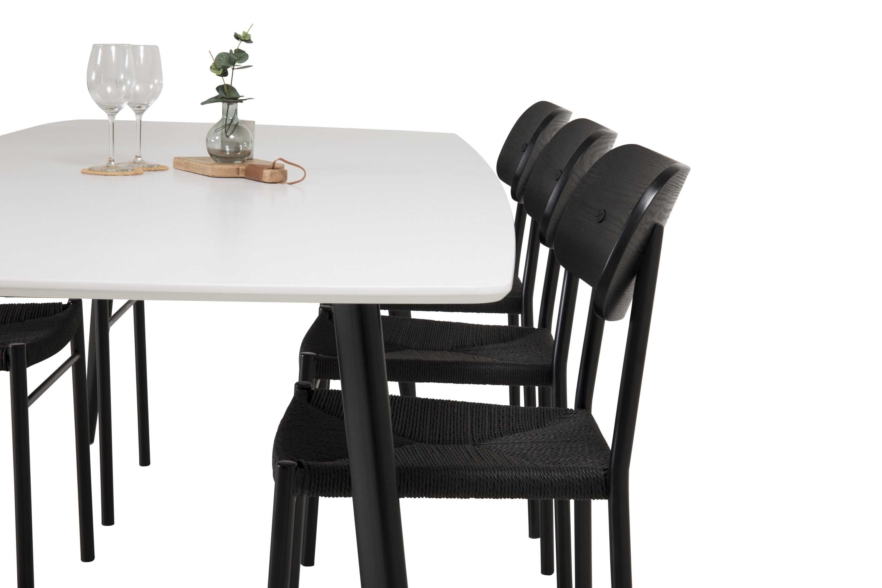 Venture Design Polar & Polly matgrupp Vit/svart 6 st stolar & bord 240 x 100 cm