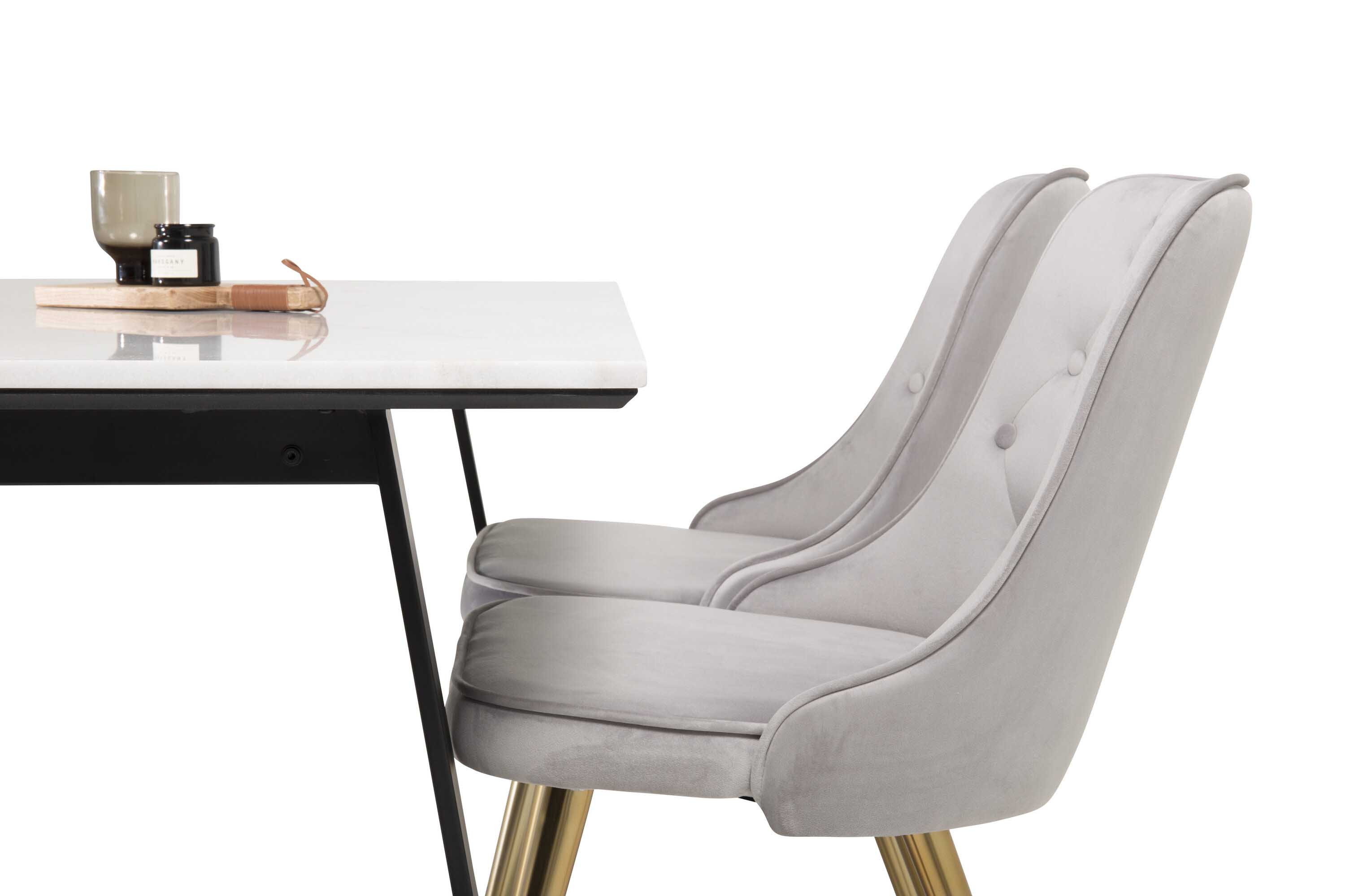Venture Design Estelle & Velvet matgrupp Vit/svart 4 st stolar & bord 140 x 90 cm