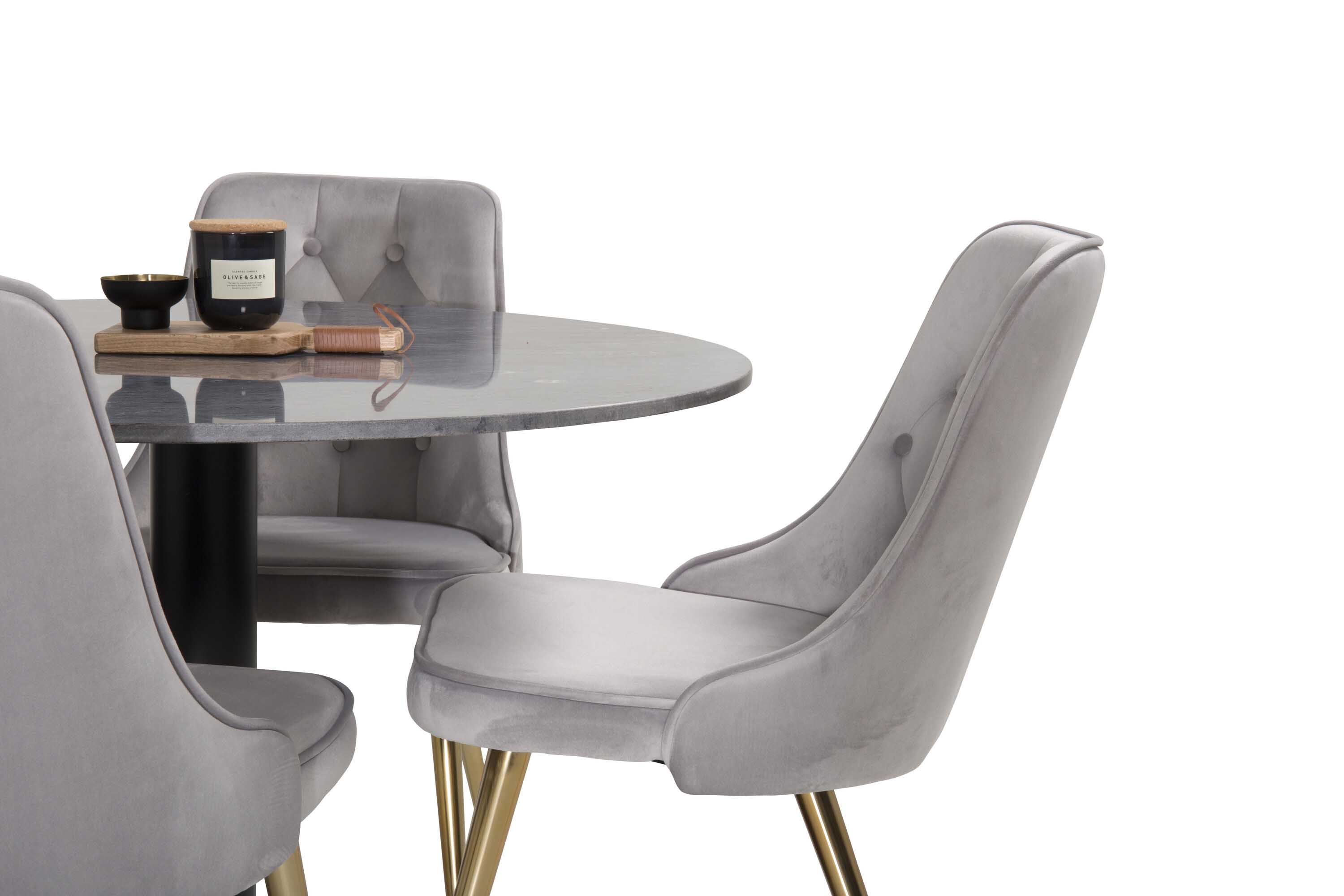 Venture Design Estelle & Velvet matgrupp Svart/svart 4 st stolar & bord 106 cm