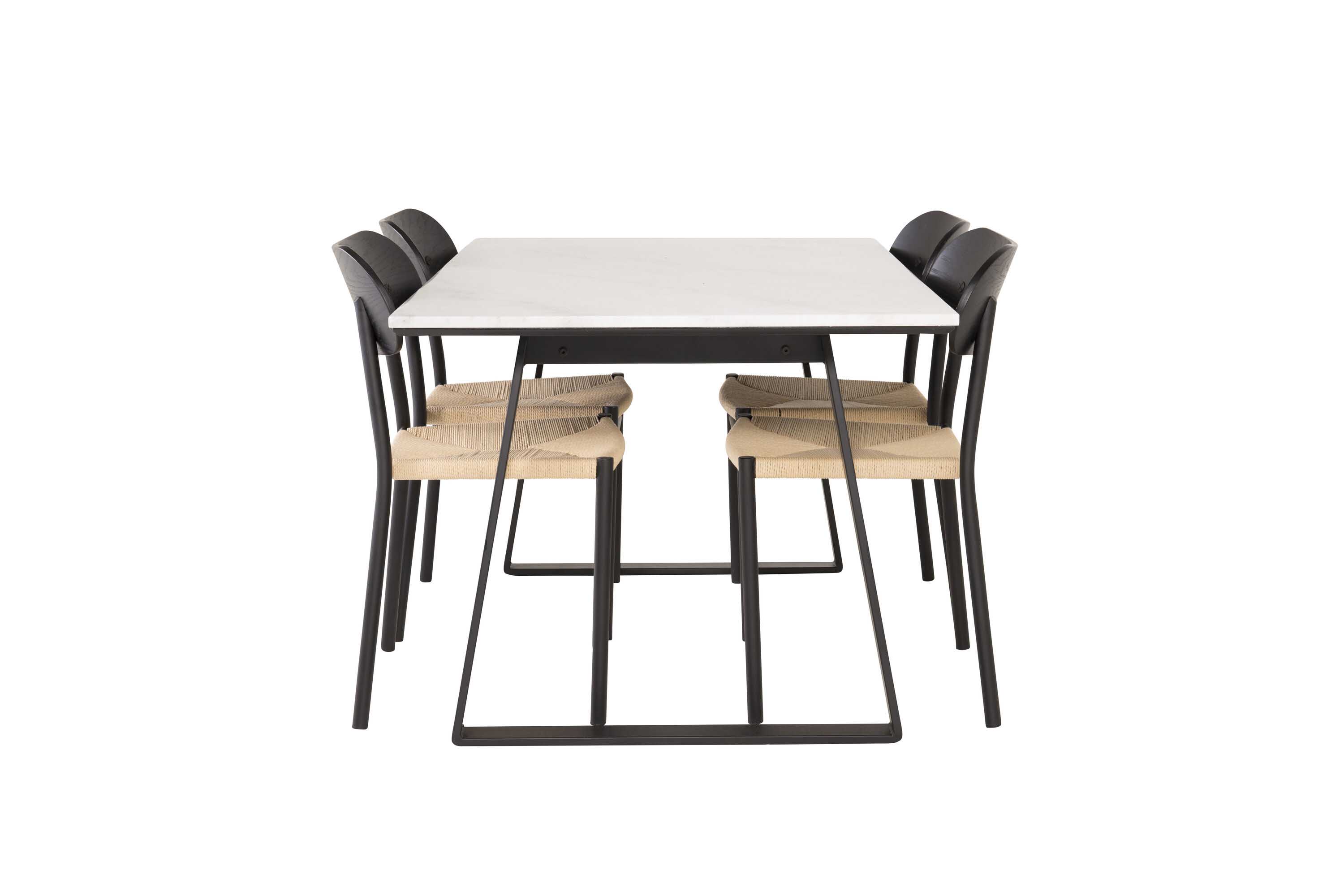 Venture Design Estelle & Polly matgrupp Vit/svart 4 st stolar & bord 140 x 90 cm